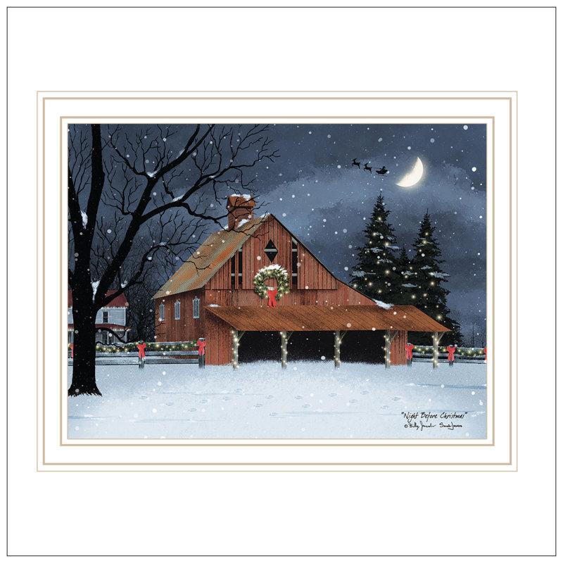 Trendy Decor 4U Night Before Christmas Wall Art For Living Room, Bedroom Wall Art Print For Home Decor By Billy Jacobs, White