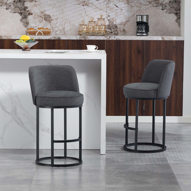 Tabourets de bar rembourrés à hauteur de comptoir Modern (ensemble de 2), Gris foncé