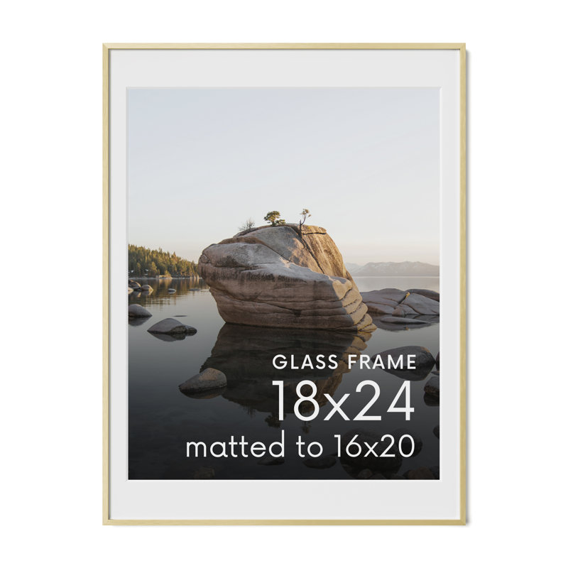 Cadre photo en métal avec verre, Or, L 18 po x H 24 po
