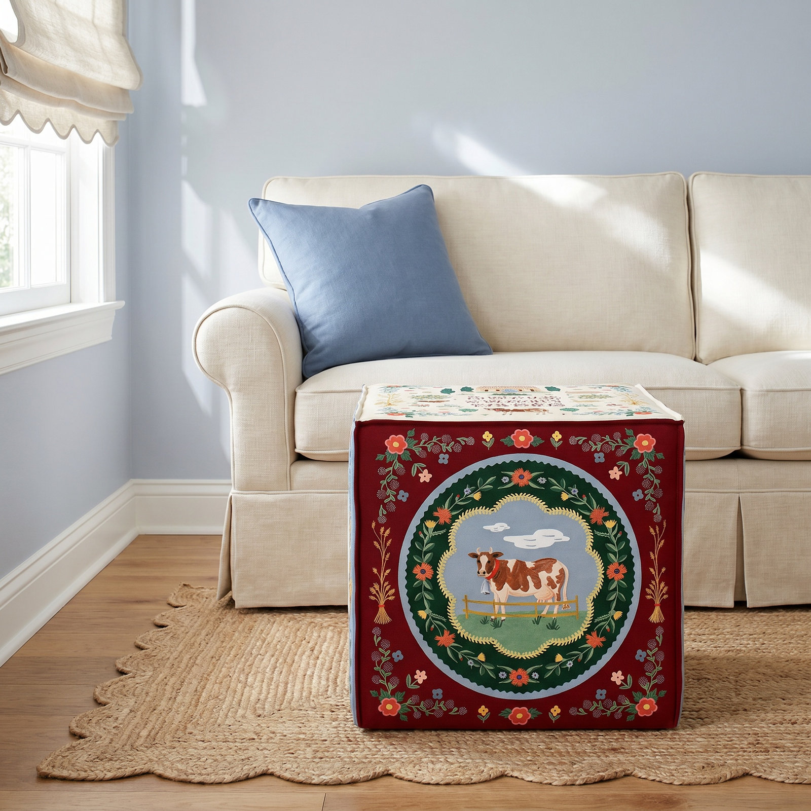 Rifle Paper Co. x Cloth & Company 19" Ottoman, Mulitcolor