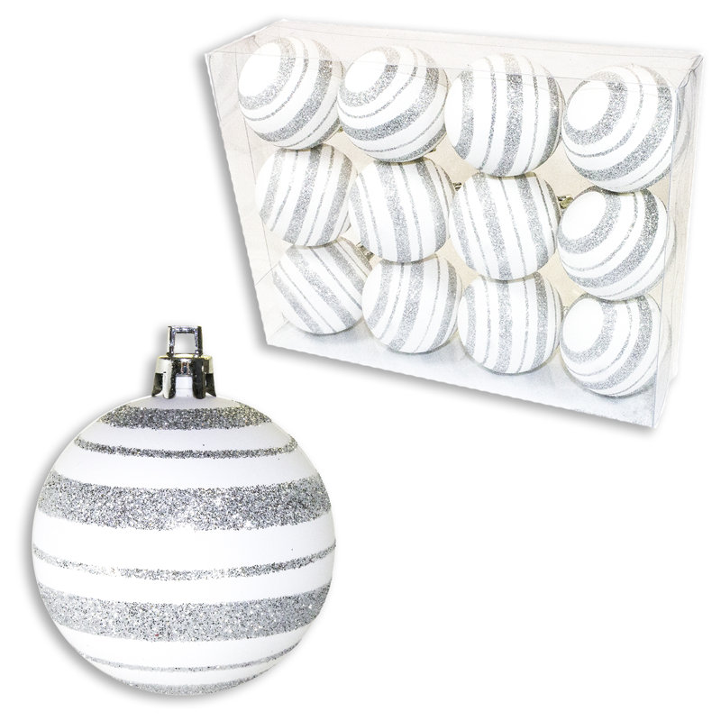 Ensemble d'ornement boule 12 pièces, Argent argent