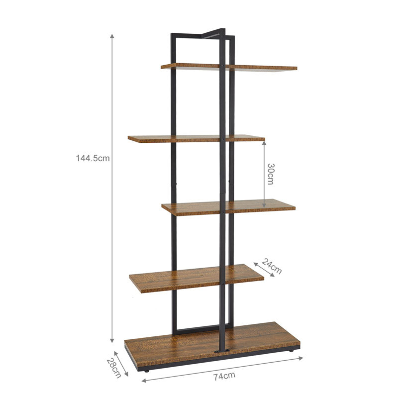 Geri 144.5cm H x 74cm W Metal Standard Bookcase