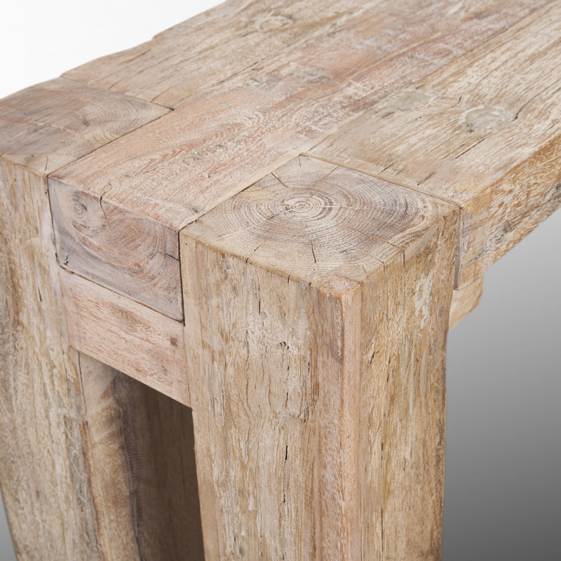 The Mcarthur Console Table Is Constructed From Reclaimed Wood With Subtle Blush Undertones And A Whitewash Finish.