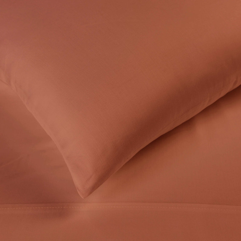 Superior 300 Thread Count Egyptian Cotton Blend Solid Pillowcases Set, King, Pumpkin