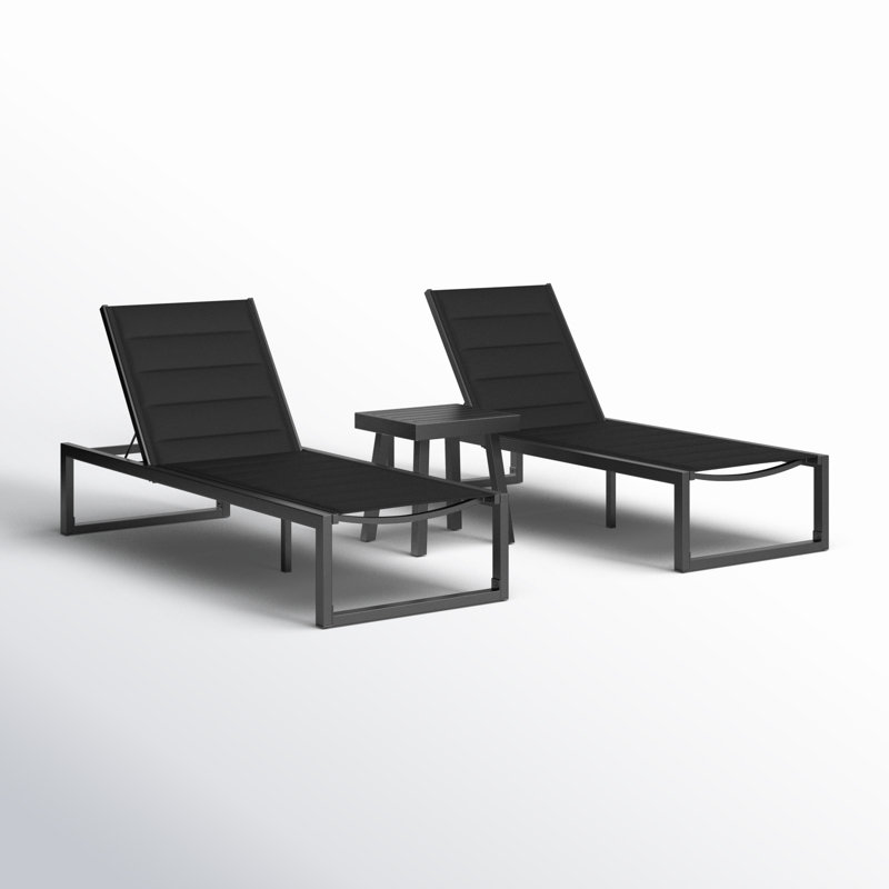 Ensemble 3 pièces de chaise d'extérieur en aluminium Armando, Noir