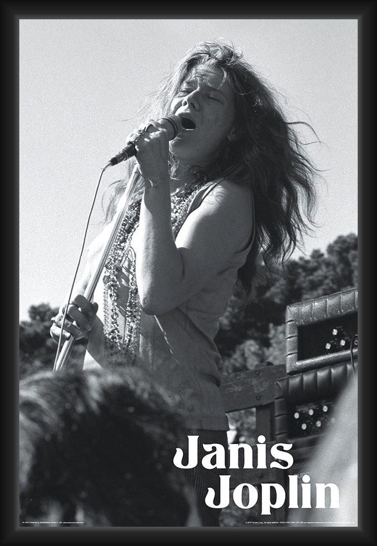 BUY ART FOR LESS Officially Licenced Janis Joplin Live - B&W - Framed ...