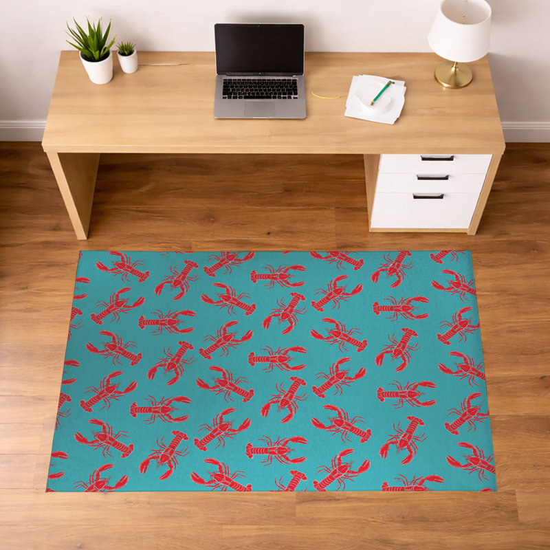 Tapis de bureau léger antidérapant Lobster, Bleu sarcelle clair, L 60 po x P 36 po