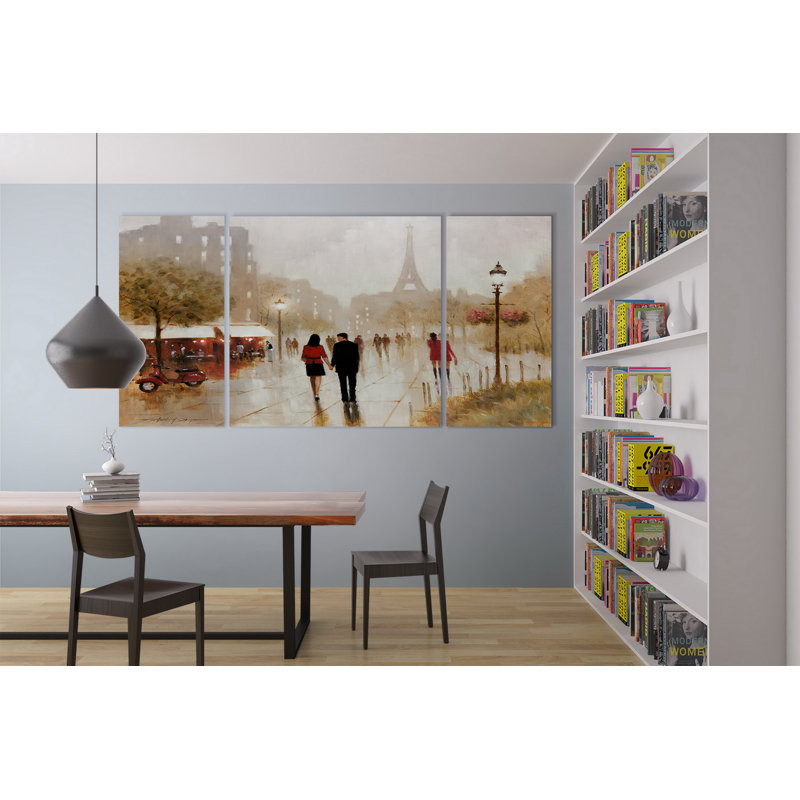 «Romantic Stroll», reproduction d'art graphique multi-pièces sur toile, H 24 po x l 48 po x P 1,5 po