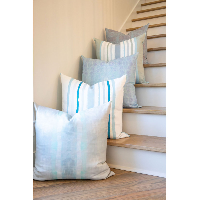 Venetian Stripe Square Pillow Cover & Insert, Lagoon Striped, 22"H x 22"W
