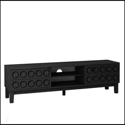 Console média moderne Mid-Century avec 4 tiroirs et gestion des câbles, console de télévision pour téléviseur de 75 à 75, parfaite pour le salon et le bureau