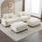 111" Sectional Sofa Chenille Upholstered Sofa with Two Removable Ottoman, Two USB Ports, Two Cup Holders and Large Storage Box for Living Room-1069731581