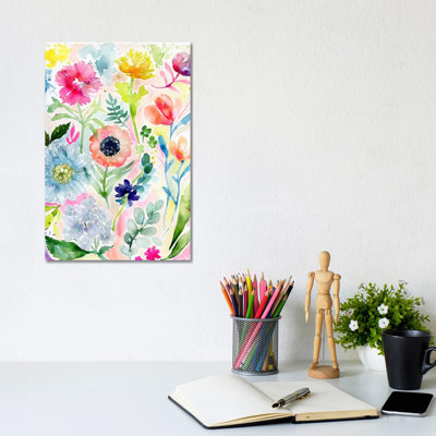 Loose Watercolor Flowers by Stephanie Corfee - Wrapped Canvas Painting