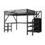 Queen Size Loft Bed With L Shaped Desk, LED Light And USB For Kids Teens Adults