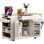 Fluted Kitchen Island With Trash Can Storage Cabinet, Power Outlet, Internal Storage Rack, Rolling Kitchen Islands On 5 Wheels With 3 Drawer, 3 Open Side Racks For 10 Gallon Garbage Bin