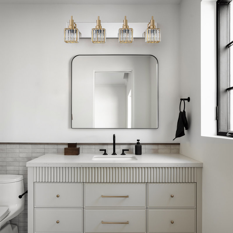 Taevion Dimmable Vanity Light, 4 Lights, Chrome/Gold