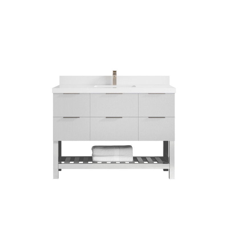 Ensemble de meuble-lavabo simple 48 po avec plateau Catalina, Blanc