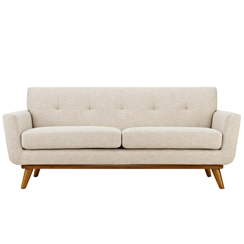Modway Engage Upholstered Fabric Loveseat, Beige Polyester Blend