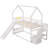 Twin over Twin House Bunk Bed with Convertible Slide,Storage Staircase-91054556