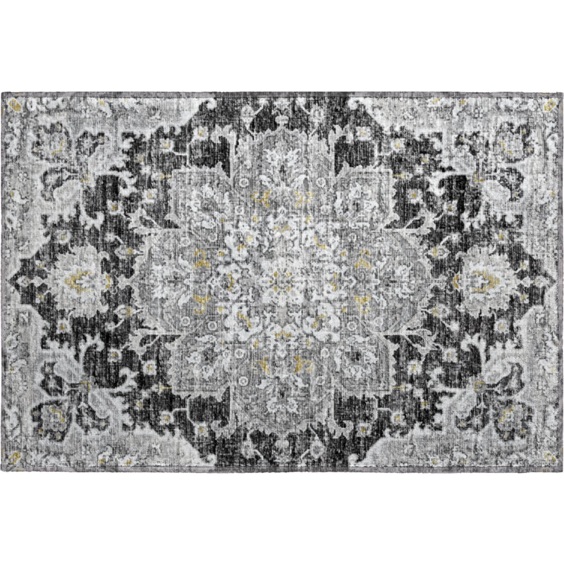 Premium Machine Washable Barayon AMF93 Gray Rug, Rectangle 1'8" x 2'6"