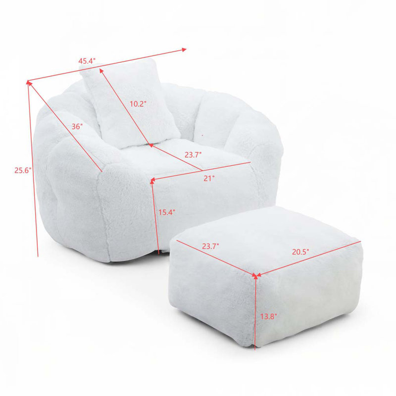 Fauteuil à billes avec repose-pieds 36 po, Blanc