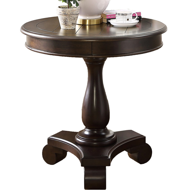 Table d'appoint à finition piédestal - hauteur 26,5 po, base en bois de qualité 26 po, attrait intemporel, Espresso