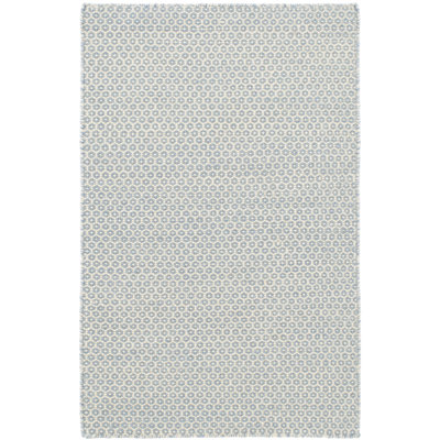 Tapis bleu / ivoire en laine tissé à la main Honeycomb