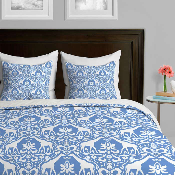 Cotton Damask Duvet Cover, Queen