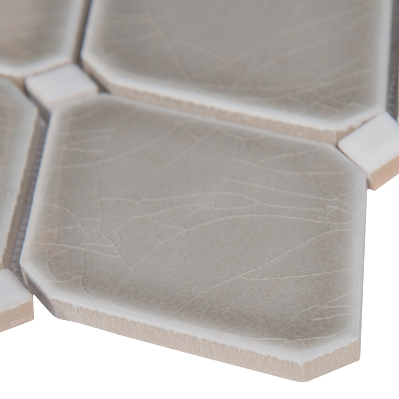 Featherstone Octagon 13 in. x 13 in. Glossy Ceramic Mosaic Wall Tile