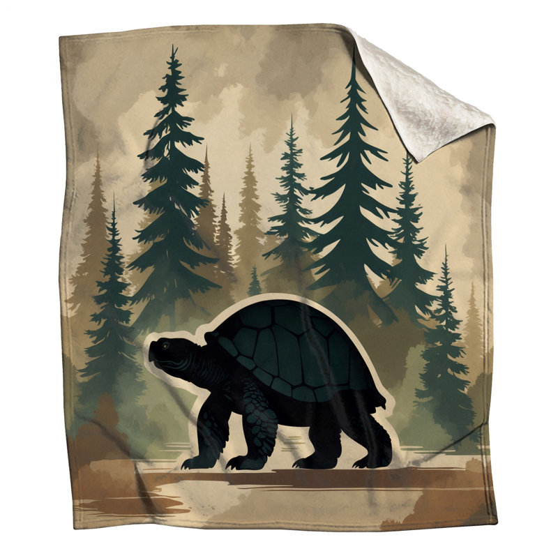 Tortue dans des couvertures de paysage de forêt, L 50 po x H 60 po