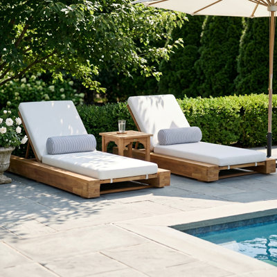 Donnie 39'' Outdoor Acacia Chaise Lounge