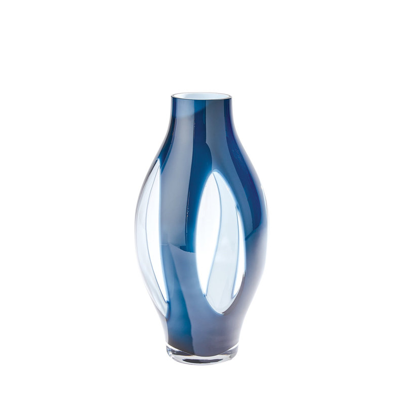 Glass Table Vase, Night Blue, 15.75" H x 8.25" W x 8.25" D