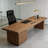 Walnut Rectangular Solid Wood with 3 drawers desk-981833593