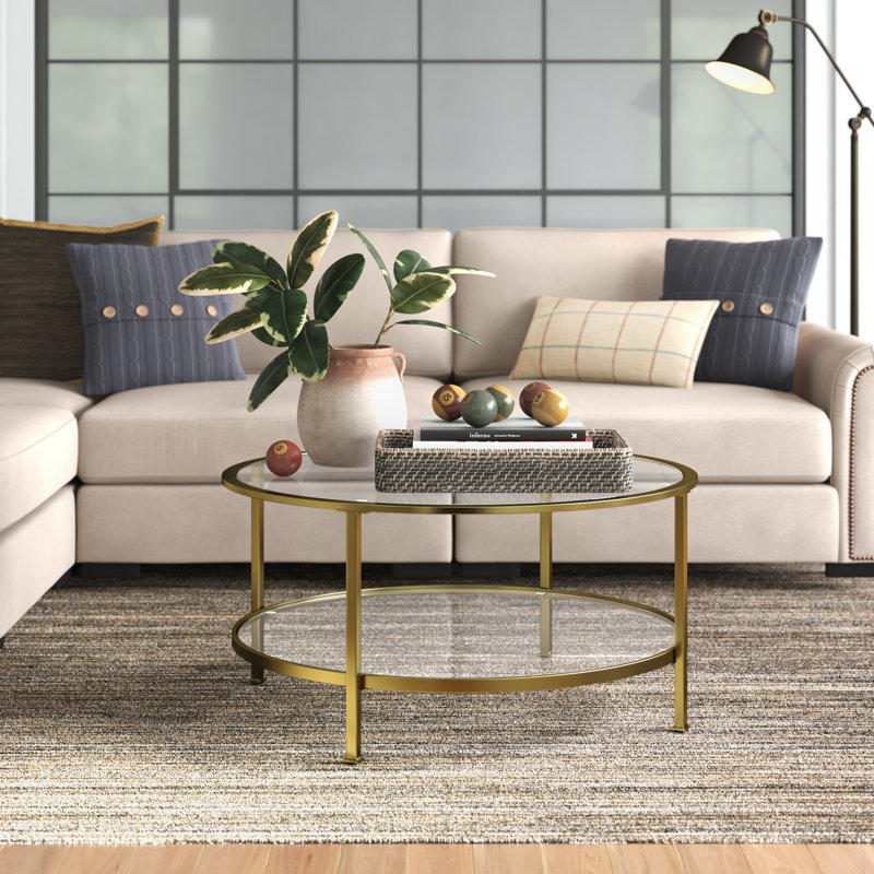 Table basse à 4 pieds avec rangement Eiffe, Or