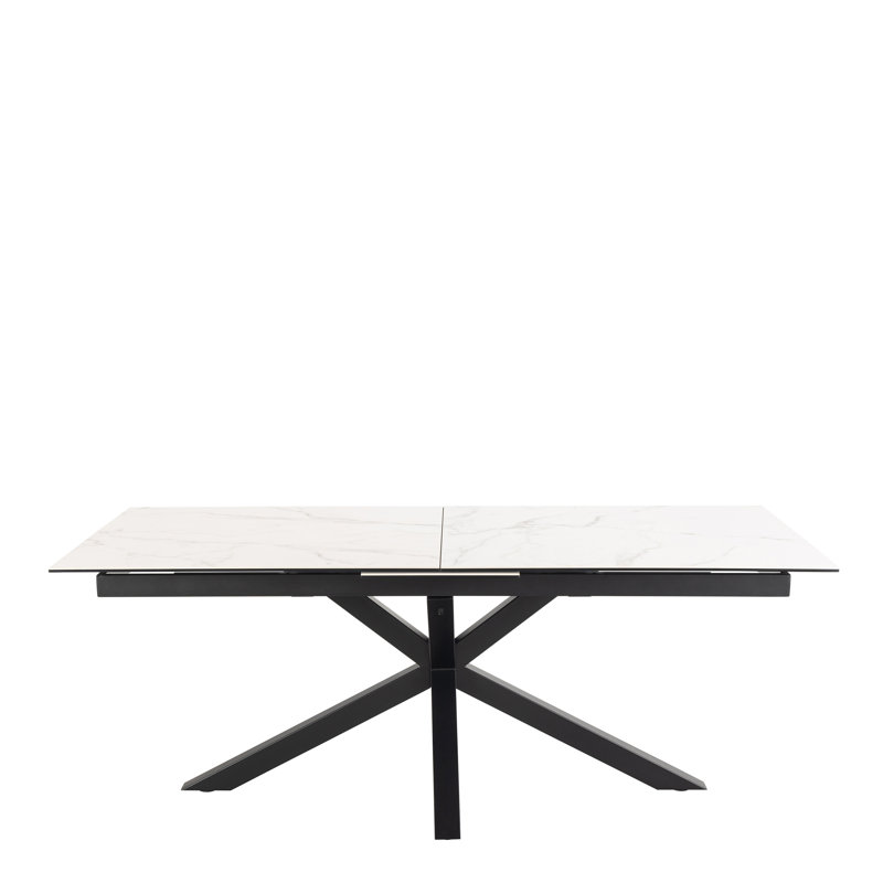 Harrisonburg Extendable Metal Base Dining Table, White, 76cm H x 100cm W x 240cm L