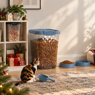 17.54"H 8 Gallon Pet Food Storage Container(Blue)