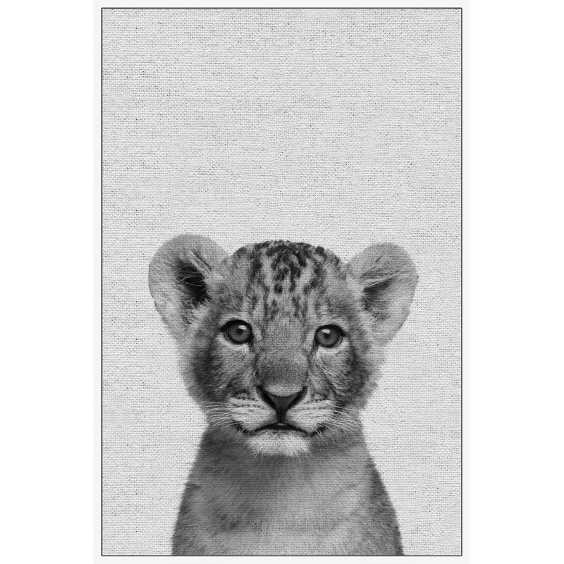 Smiling Cub 1 Piece Floater Frame Wall Art on Canvas, 91 cm H x 61 cm W x 4 cm D