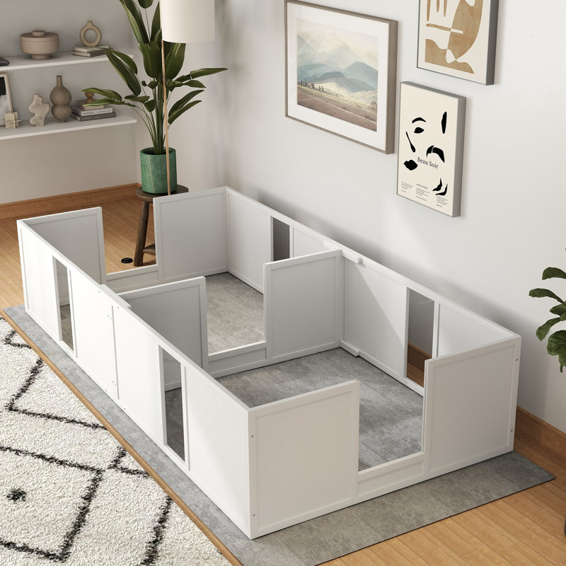 Boîte de mise bas avec portes amovibles, H 18,90 po x l 96,10 po x P 47,20 po