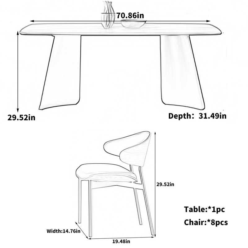 Table de salle à manger légère et luxueuse