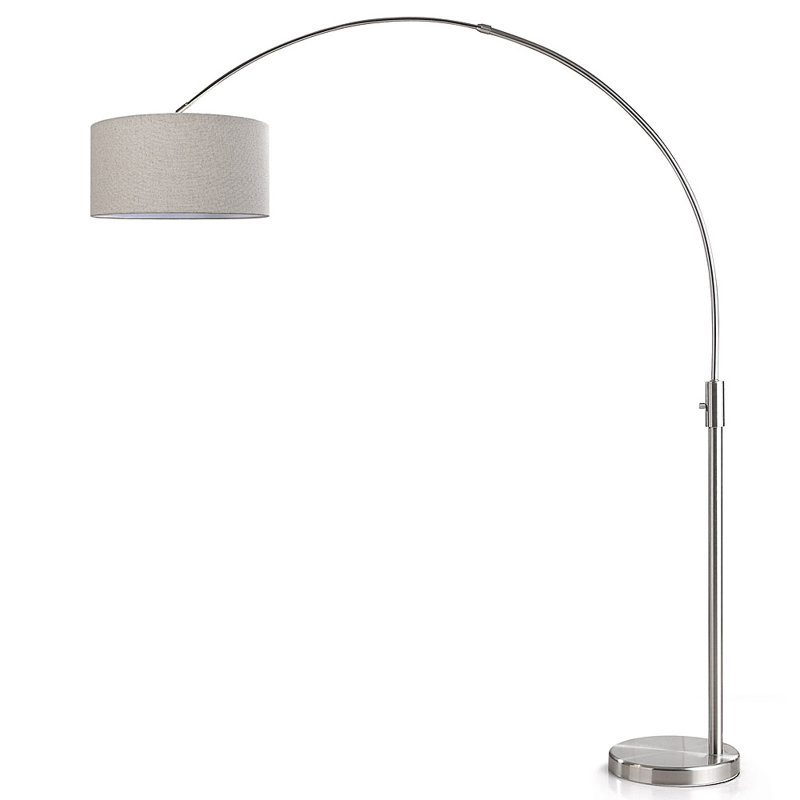 Lampe sur pied arquée 82 po Garris, Brun clair, Nickel brossé