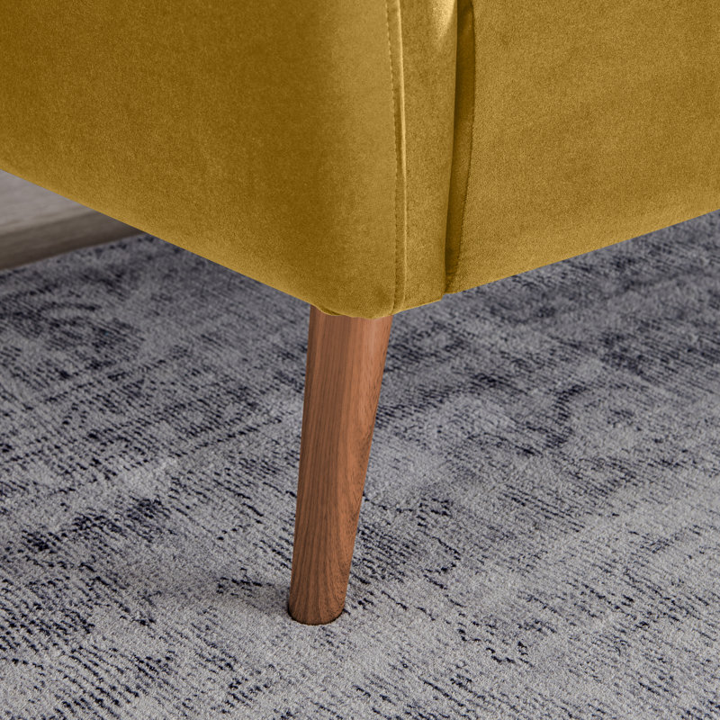 Tolly Seater Sofa Modern Deco Design - Soft Touch Luxury Velvet Retro Accent Chair In a Box, Yellow Velvet, 2