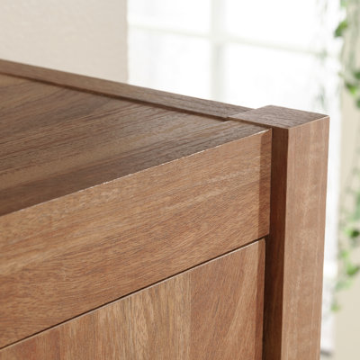 Hutch With Hidden Storage, Brown Finish
