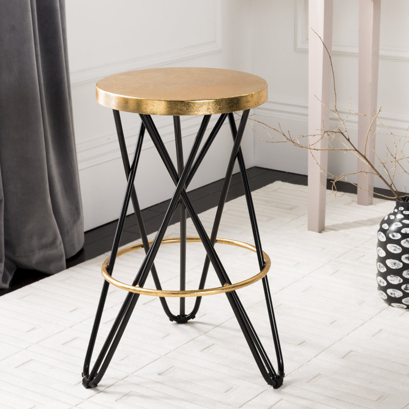 Lulabelle Iron Counter Stool with Iron Frame, Black, Counter Stool (24" Seat Height)