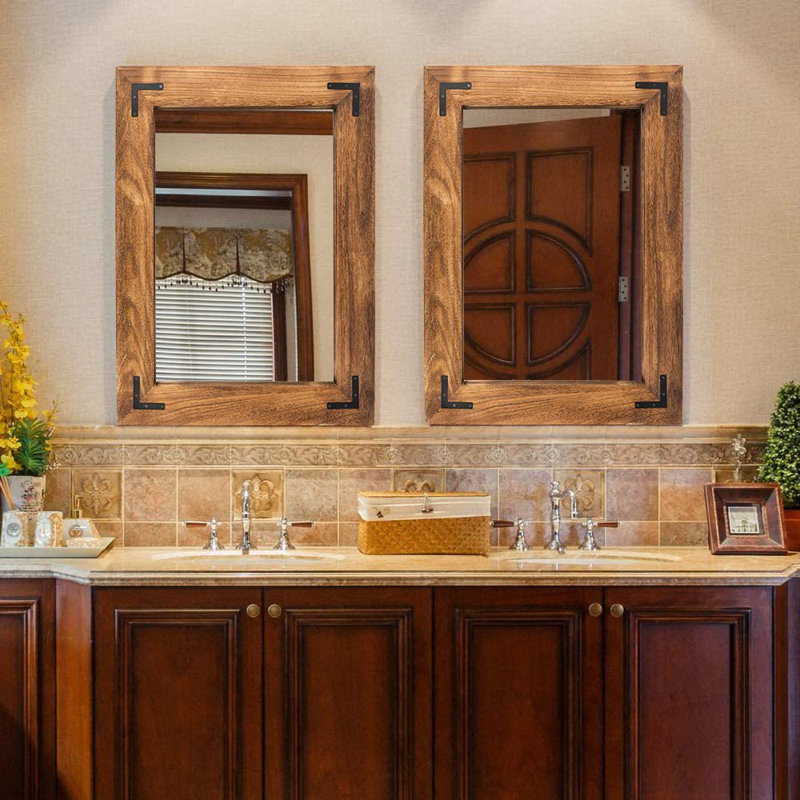 Forbell Wood Wall Mirror, 32" x 24", Brown