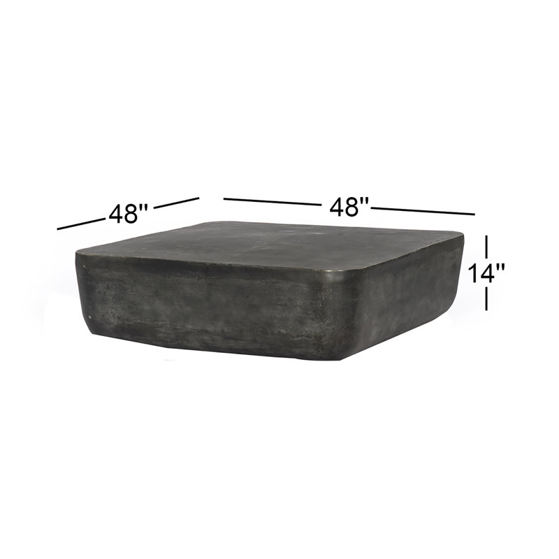 Basil Outdoor Square Coffee Table, Aged Gray