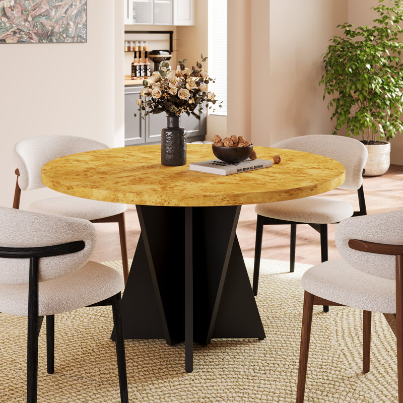 Round Dining Table, Medium Yellow Wood