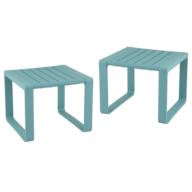 Outdoor Side Table Set of 2 18'' Weather Resistant Adirondack Table Patio Blue, Blue