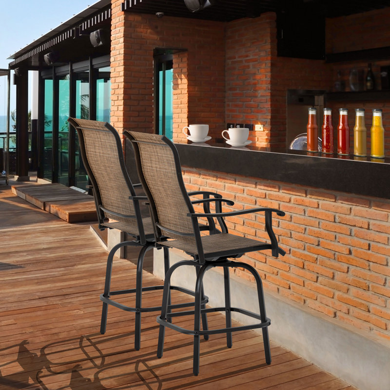 Ensemble de 2 tabourets de bar pivotants avec accoudoirs Outsunny