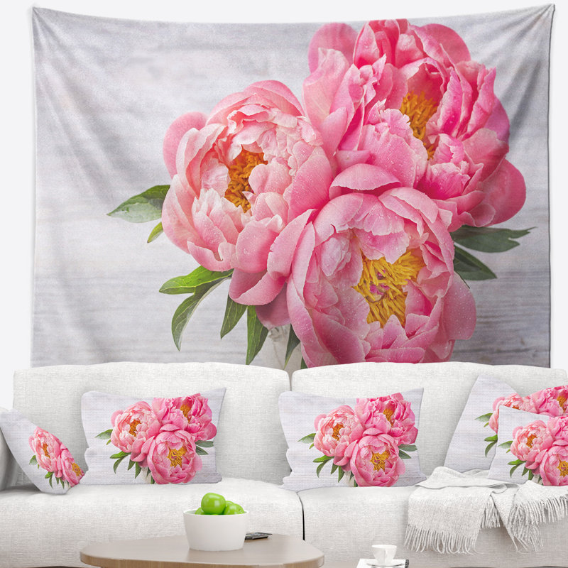 Bouquet de pivoines dans un vase, H 32 po x l 39 po