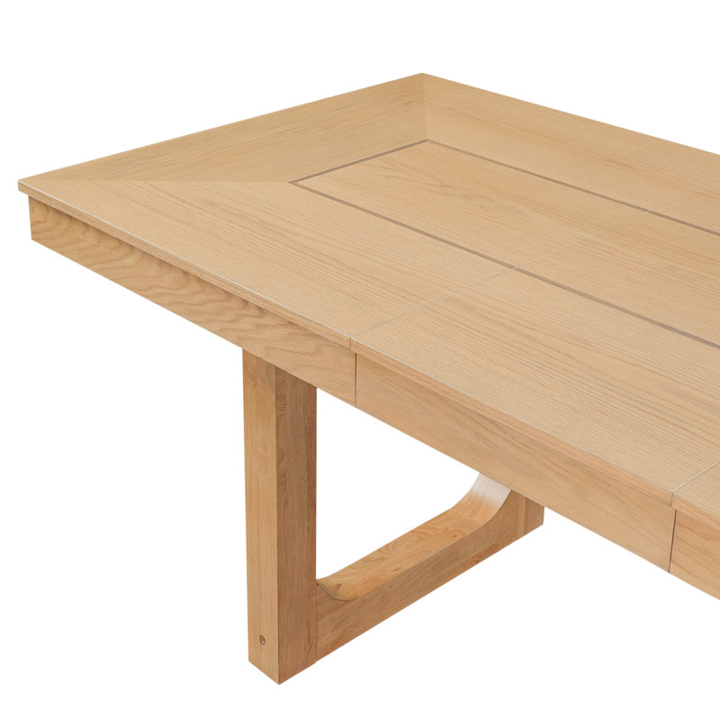 Ensemble de table de salle à manger extensible Venn avec chaises rembourrées, Naturel, 7 pièces