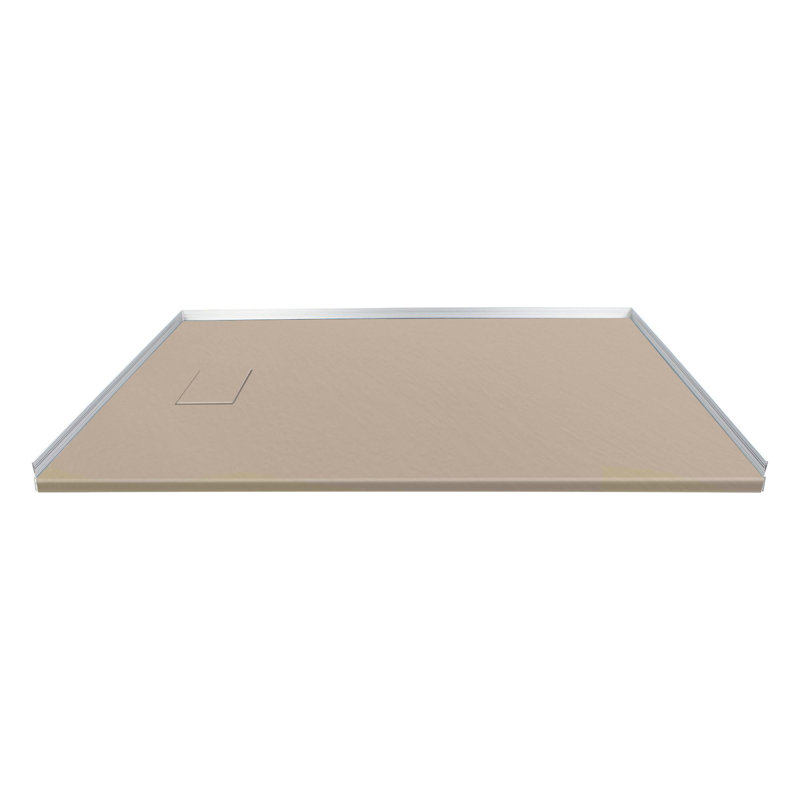 Base de douche de remplacement pour baignoire avec drain de bout 60 po x 36 po Transolor Trimslate Plus, Plage